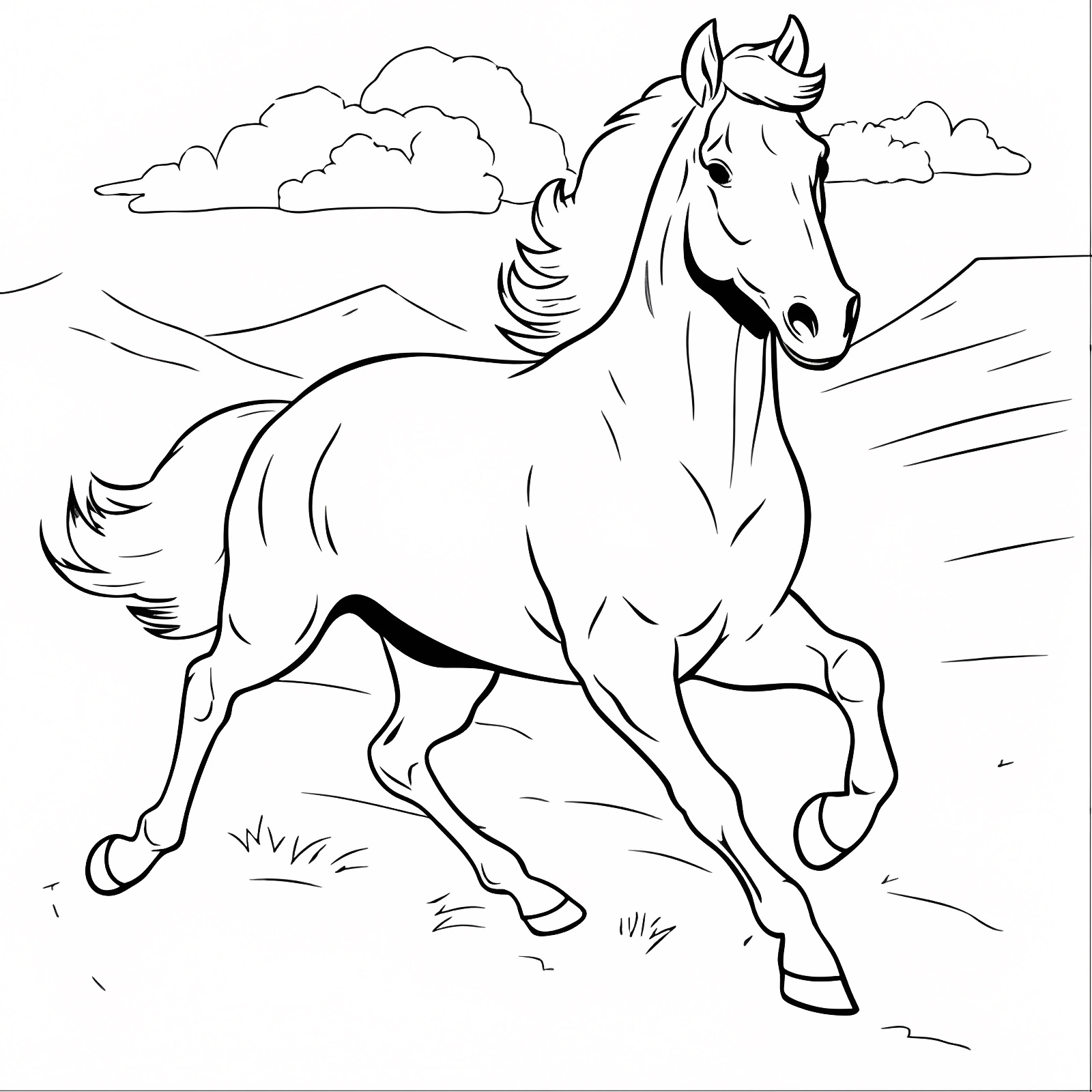 Cheval pages pour enfants — Coloriage à imprimer gratuit