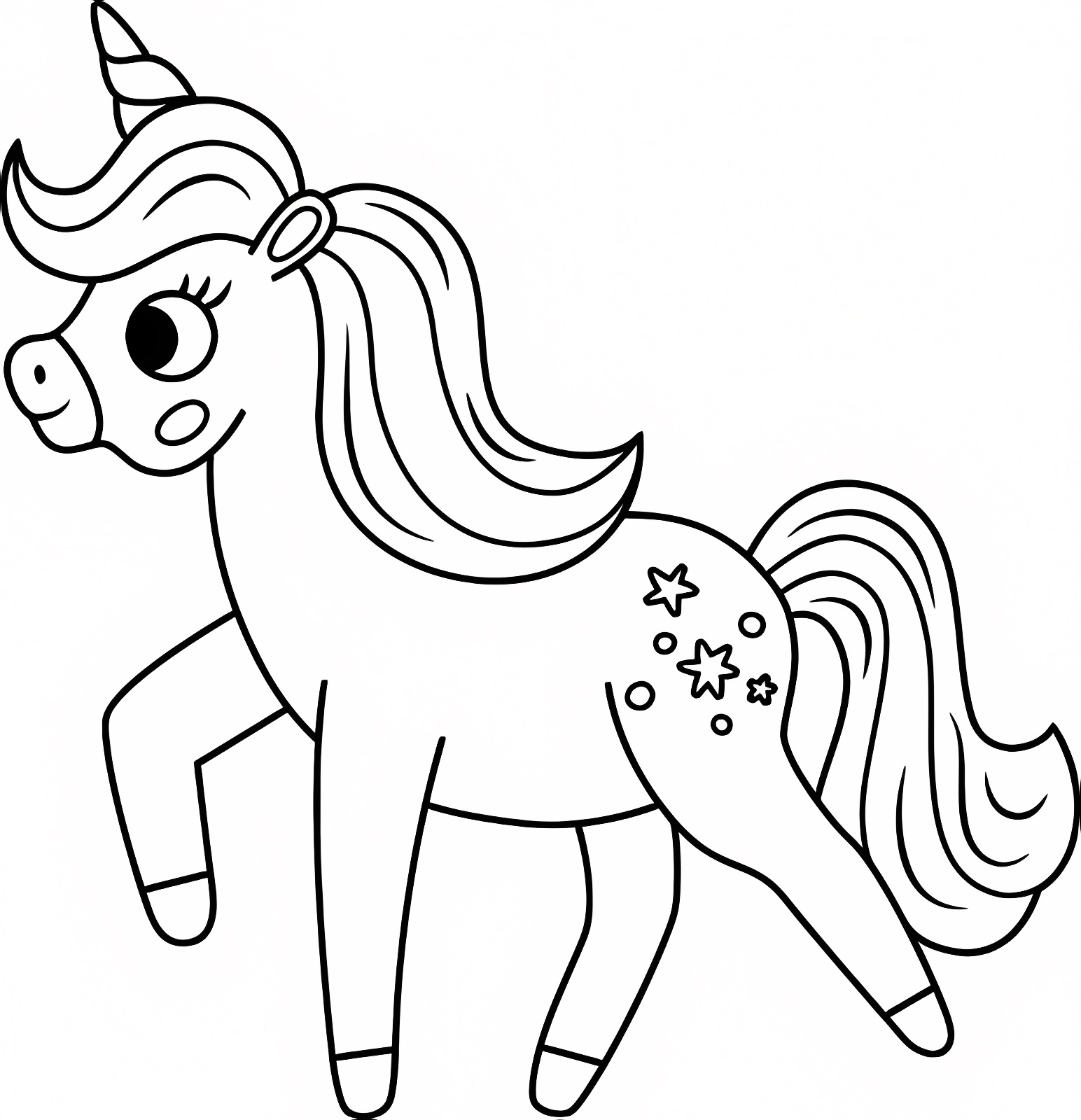 Licorne en promenade — Coloriage à imprimer gratuit