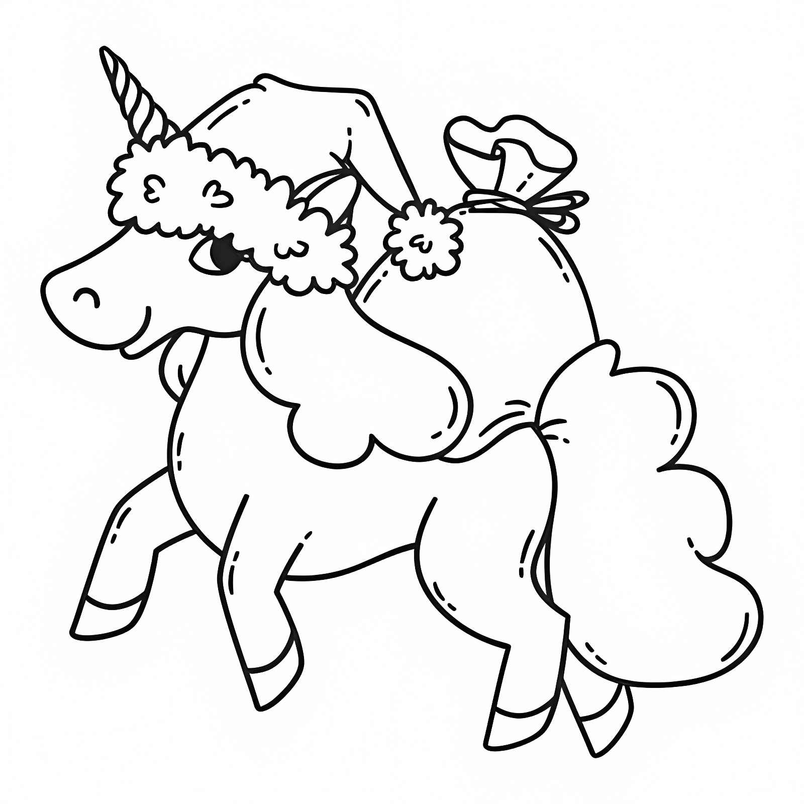 Licorne de Noël — Coloriage à imprimer gratuit